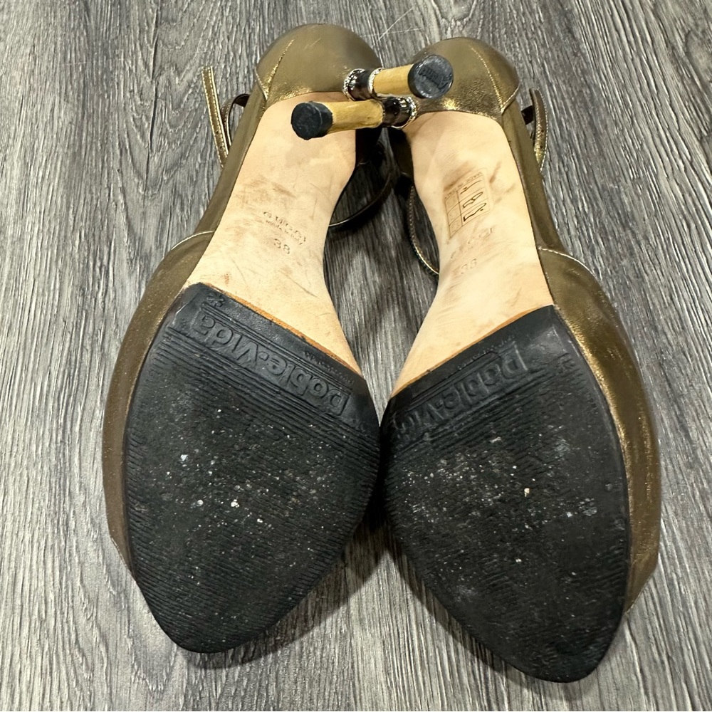 Gucci Metallic Gold Bamboo Accent Leather D'Orsay Pumps Size: 38 - Picture 14 of 16